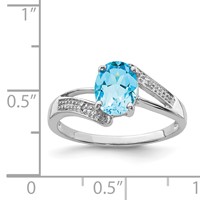 Sterling Silver Rhodium Light Swiss Blue Topaz & Diamond Ring view 4