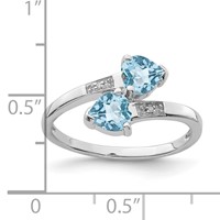 Sterling Silver Rhodium Light Swiss Blue Topaz & Diamond Heart Ring view 3