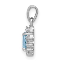 Sterling Silver Rhodium Light Swiss Blue Topaz & Diamond Pendant view 2
