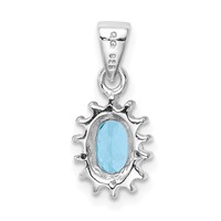 Sterling Silver Rhodium Light Swiss Blue Topaz & Diamond Pendant view 4