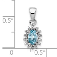 Sterling Silver Rhodium Light Swiss Blue Topaz & Diamond Pendant view 3
