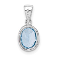 Sterling Silver Rhodium Light Swiss Blue Topaz Pendant view 4