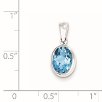 Sterling Silver Rhodium Light Swiss Blue Topaz Pendant view 3