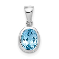 Sterling Silver Rhodium Light Swiss Blue Topaz Pendant view 1