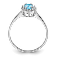 Sterling Silver Rhodium Light Swiss Blue Topaz Diamond Ring view 2