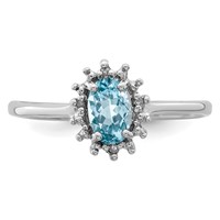 Sterling Silver Rhodium Light Swiss Blue Topaz Diamond Ring view 5