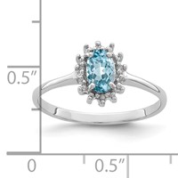 Sterling Silver Rhodium Light Swiss Blue Topaz Diamond Ring view 3