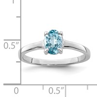 Sterling Silver Rhodium Light Swiss Blue Topaz Ring view 4