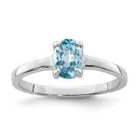 Sterling Silver Rhodium Light Swiss Blue Topaz Ring view 1