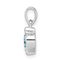 Sterling Silver Rhodium Light Swiss Blue Topaz Diamond Pendant view 2