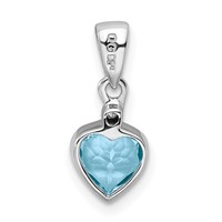 Sterling Silver Rhodium Light Swiss Blue Topaz Diamond Pendant view 3