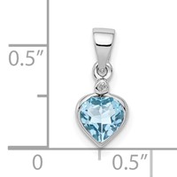 Sterling Silver Rhodium Light Swiss Blue Topaz Diamond Pendant view 4