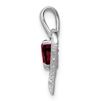 Sterling Silver Rhodium Heart Garnet & Diamond Heart Pendant view 2