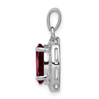Sterling Silver Rhodium Garnet & Diamond Pendant view 2