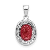 Sterling Silver Rhodium Garnet & Diamond Pendant view 4