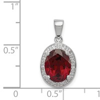 Sterling Silver Rhodium Garnet & Diamond Pendant view 3