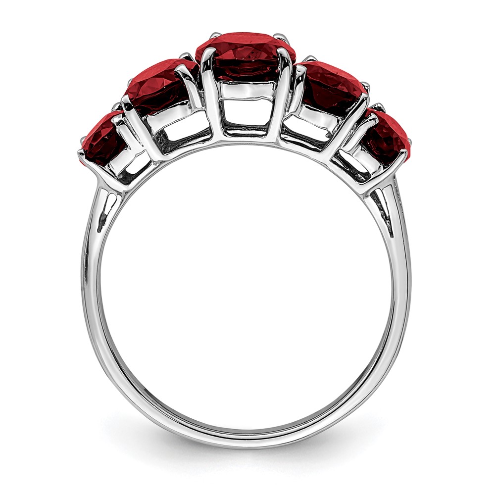 Sterling Silver Rhodium-plated Garnet Ring (QDX587-7)