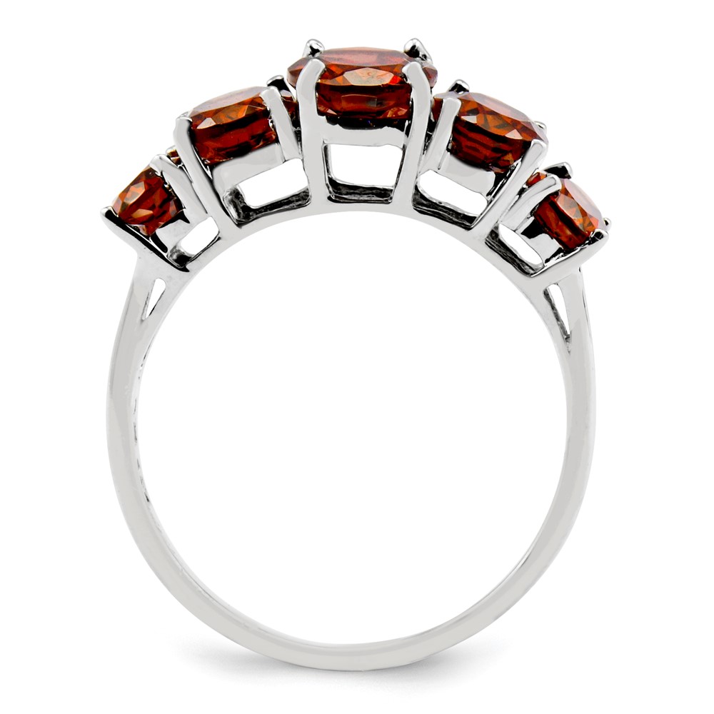 Sterling Silver Rhodium-plated Garnet Ring (QDX587-7)
