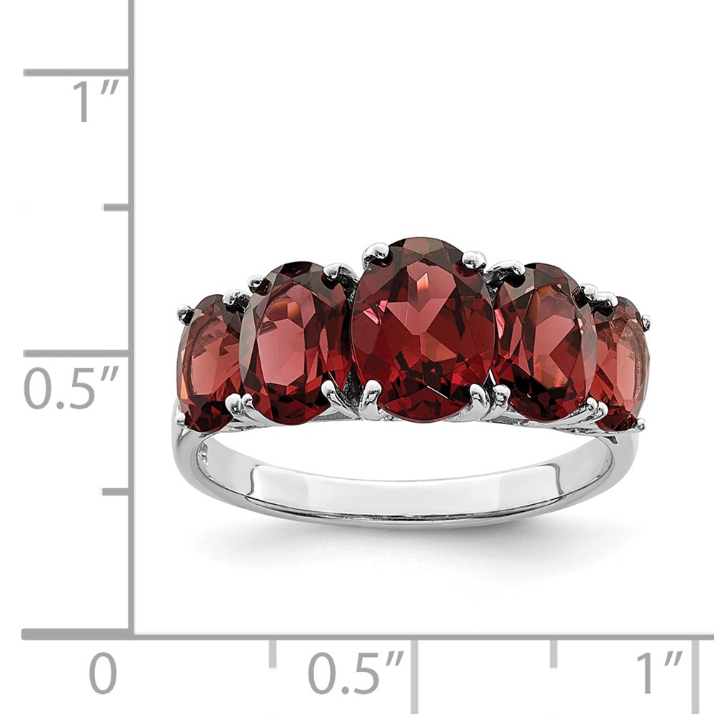 Sterling Silver Rhodium-plated Garnet Ring (QDX587-7)