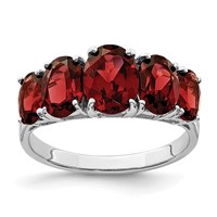 Sterling Silver Rhodium Garnet Ring view 1