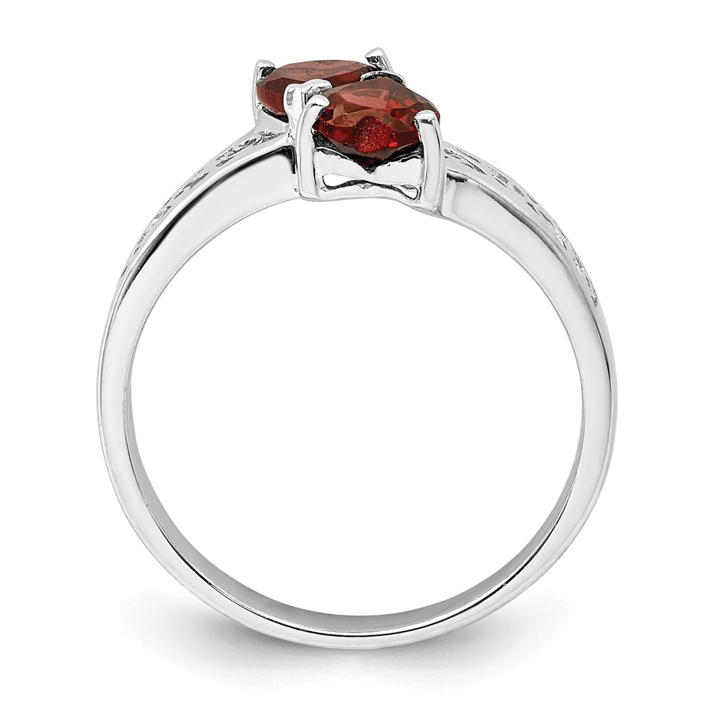 Sterling Silver Rhodium Garnet Heart Ring (QDX588-6)