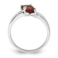 Sterling Silver Rhodium-plated Garnet Heart Ring view 2