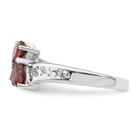 Sterling Silver Rhodium-plated Garnet Heart Ring view 3