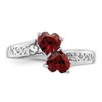 Sterling Silver Rhodium-plated Garnet Heart Ring view 5