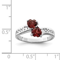 Sterling Silver Rhodium-plated Garnet Heart Ring view 4