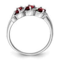 Sterling Silver Rhodium-plated 3 Stone Garnet & Diamond Ring view 2