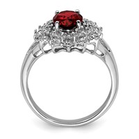 Sterling Silver Rhodium-plated Garnet & Diamond Ring view 2