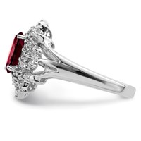 Sterling Silver Rhodium-plated Garnet & Diamond Ring view 4