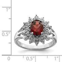 Sterling Silver Rhodium-plated Garnet & Diamond Ring view 3