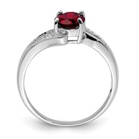 Sterling Silver Rhodium-plated Garnet & Diamond Ring view 2