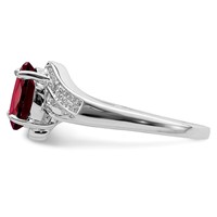 Sterling Silver Rhodium-plated Garnet & Diamond Ring view 4