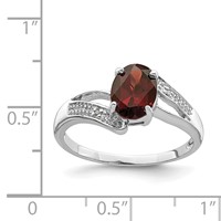 Sterling Silver Rhodium-plated Garnet & Diamond Ring view 3
