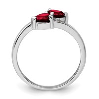 Sterling Silver Rhodium Garnet & Diamond Heart Ring view 2