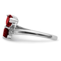 Sterling Silver Rhodium Garnet & Diamond Heart Ring view 4