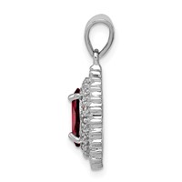 Sterling Silver Rhodium Garnet & Diamond Pendant view 2