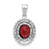 Sterling Silver Rhodium Garnet & Diamond Pendant view 4
