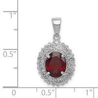 Sterling Silver Rhodium Garnet & Diamond Pendant view 3