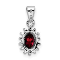 Sterling Silver Rhodium Garnet & Diamond Pendant view 3