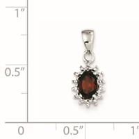 Sterling Silver Rhodium Garnet & Diamond Pendant view 2