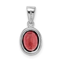 Sterling Silver Rhodium Garnet Pendant view 4