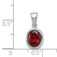 Sterling Silver Rhodium Garnet Pendant view 3