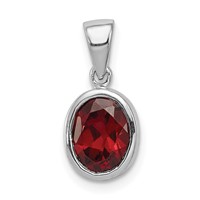 Sterling Silver Rhodium Garnet Pendant view 1