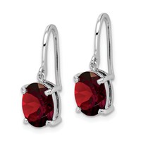 Sterling Silver Rhodium Plated Garnet Wire Earrings view 2