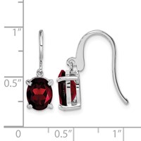 Sterling Silver Rhodium Plated Garnet Wire Earrings view 4