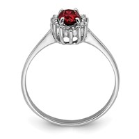 Sterling Silver Rhodium-plated Garnet Diamond Ring view 2