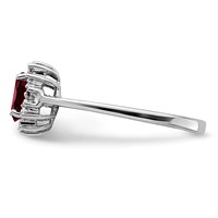 Sterling Silver Rhodium-plated Garnet Diamond Ring view 4